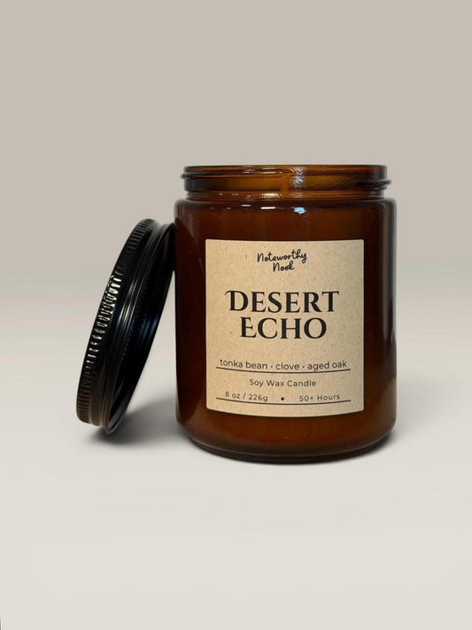 Leather Tonka Candle, Warm Spicy Soy Candle, Earthy Masculine Scent, Cozy Aesthetic Gift, Bergamot Clove Candle, Desert Echo