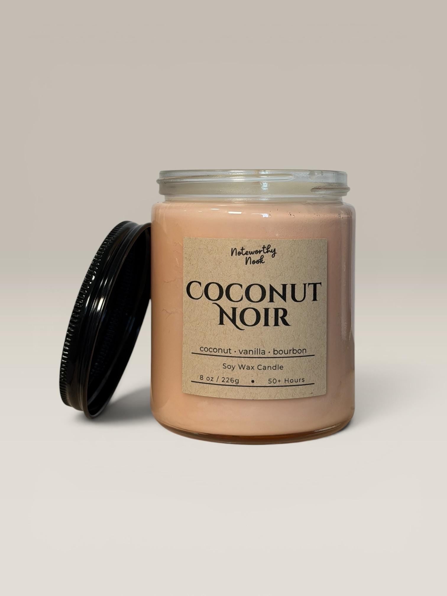 Coconut Noir Soy Wax Candle | Hand-Poured | Small Batches | 8oz Scented Candle