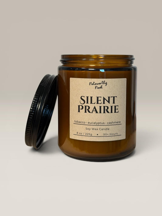 Tobacco Eucalyptus Candle, Fresh Woodsy Scent, Cozy Masculine Soy Candle, Minimalist Home Decor, Cashmere Wood Candle, Silent Prairie
