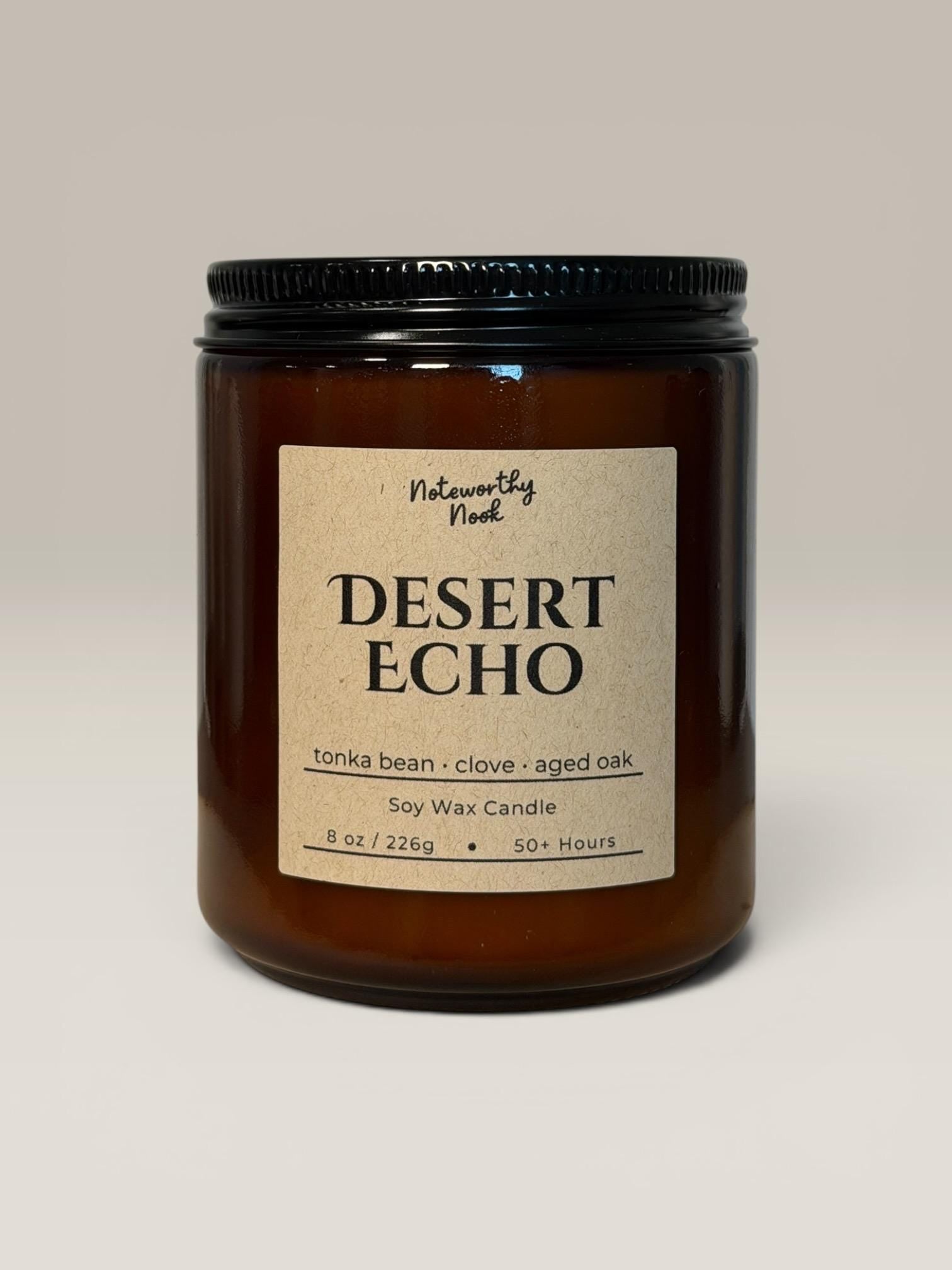 Leather Tonka Candle, Warm Spicy Soy Candle, Earthy Masculine Scent, Cozy Aesthetic Gift, Bergamot Clove Candle, Desert Echo