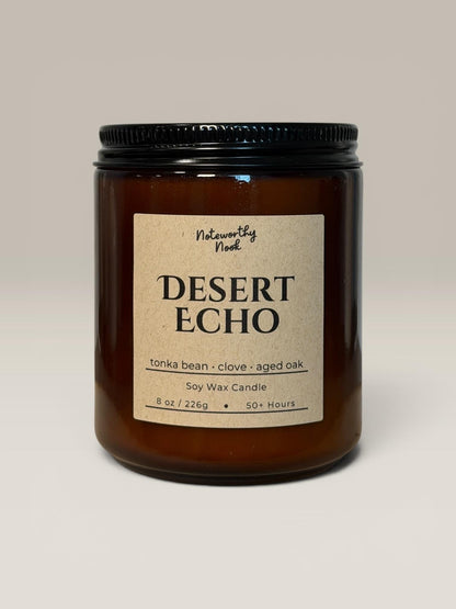 Leather Tonka Candle, Warm Spicy Soy Candle, Earthy Masculine Scent, Cozy Aesthetic Gift, Bergamot Clove Candle, Desert Echo