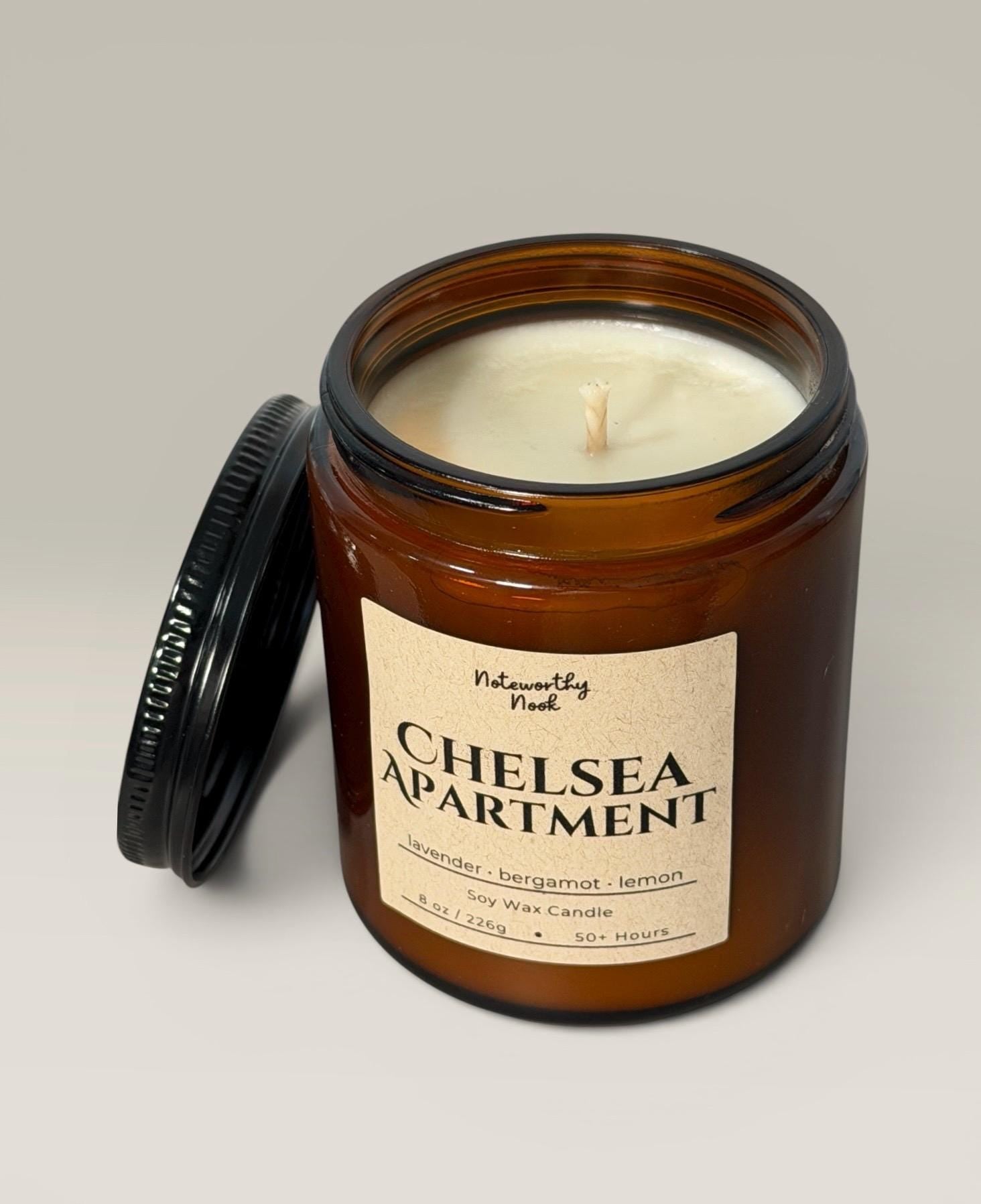 Lavender Bergamot Candle, Fresh Clean Scent, Spa Candle, Relaxing Soy Candle, Minimalist Home Decor Gift, Lemon Zest, Chelsea Apartment