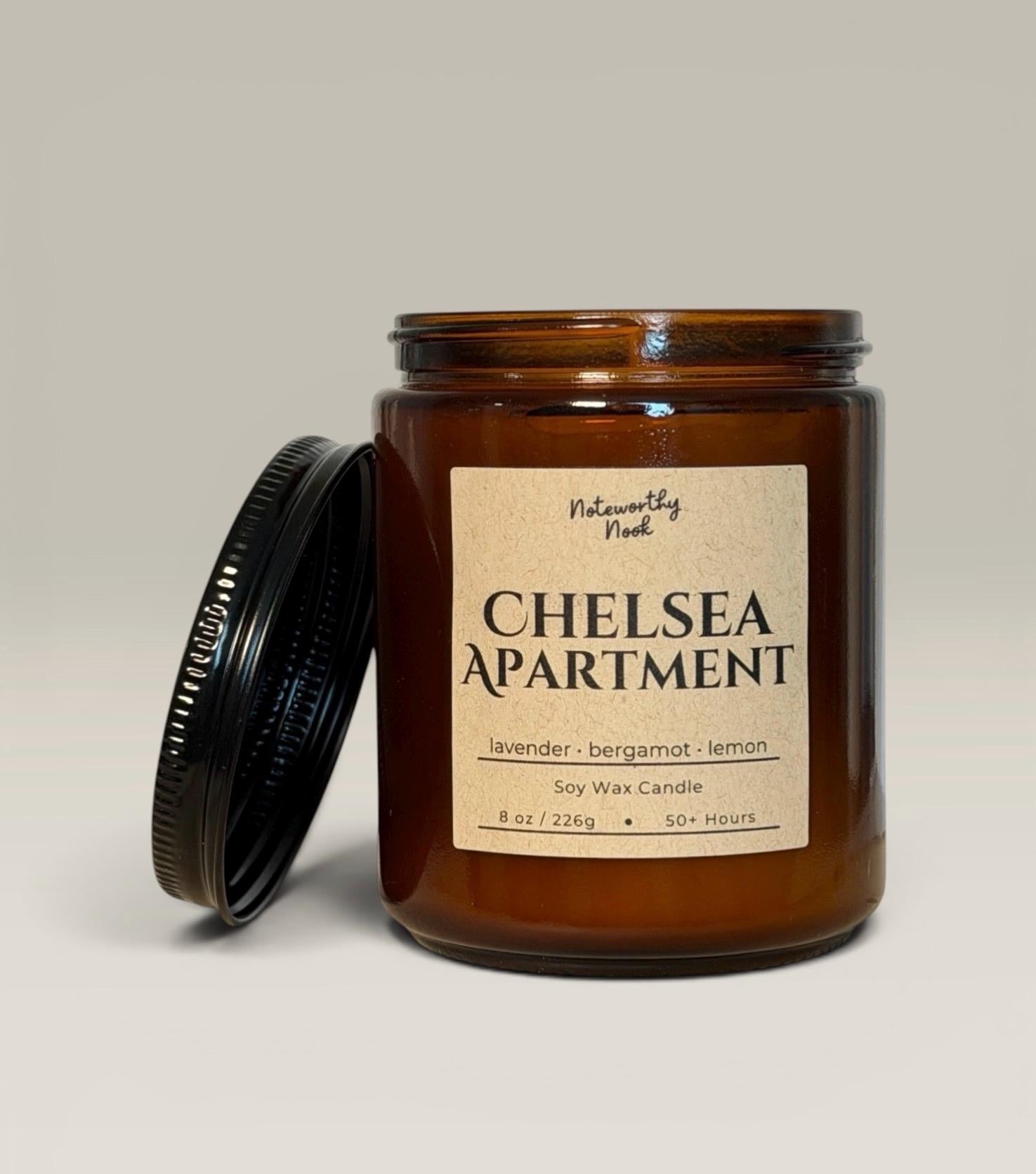 Lavender Bergamot Candle, Fresh Clean Scent, Spa Candle, Relaxing Soy Candle, Minimalist Home Decor Gift, Lemon Zest, Chelsea Apartment