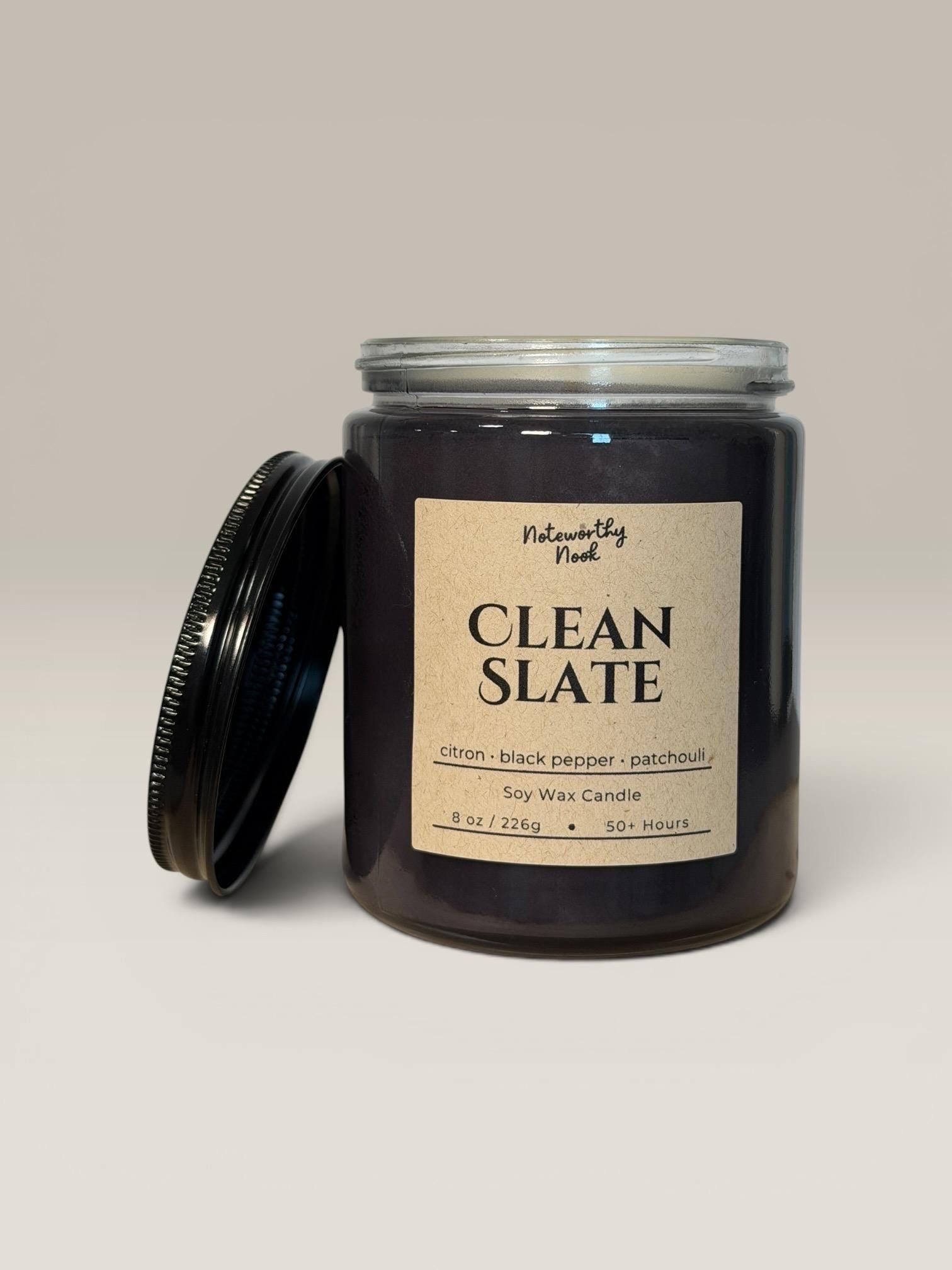 Clean Fresh Soy Candle, Musky Floral Scent, Vanilla Patchouli Candle, Cozy Minimalist Decor, Soft Smoky Candle, Clean Slate