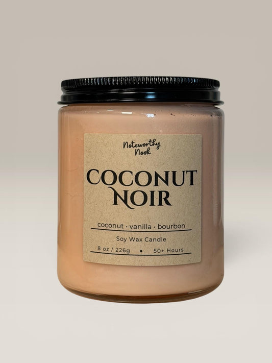 Coconut Noir Soy Wax Candle | Hand-Poured | Small Batches | 8oz Scented Candle