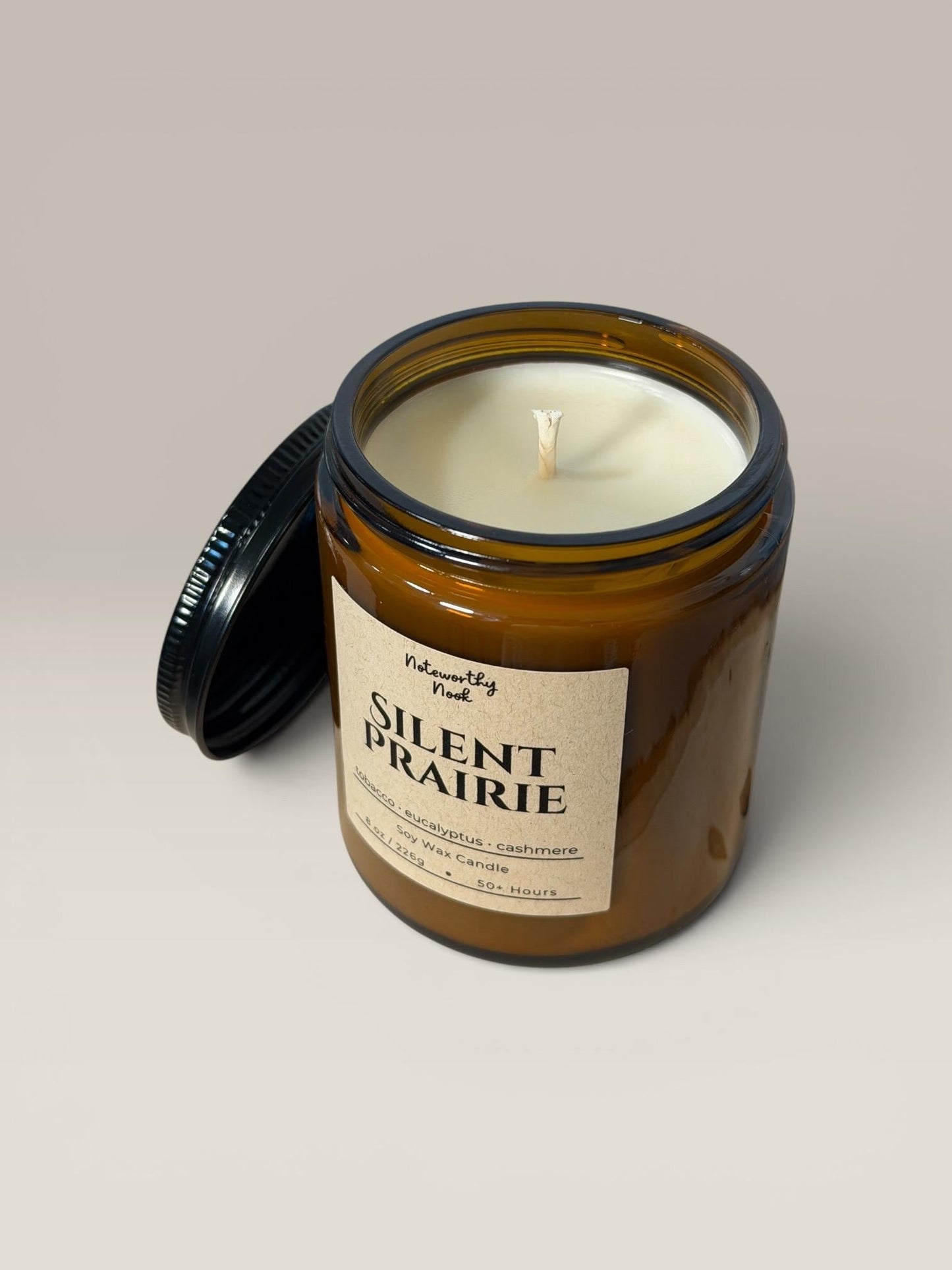 Tobacco Eucalyptus Candle, Fresh Woodsy Scent, Cozy Masculine Soy Candle, Minimalist Home Decor, Cashmere Wood Candle, Silent Prairie