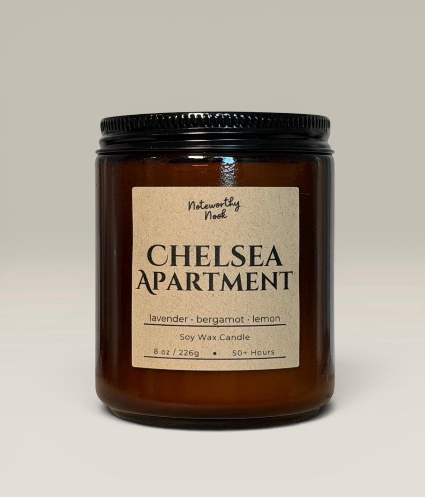 Lavender Bergamot Candle, Fresh Clean Scent, Spa Candle, Relaxing Soy Candle, Minimalist Home Decor Gift, Lemon Zest, Chelsea Apartment