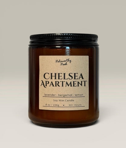 Lavender Bergamot Candle, Fresh Clean Scent, Spa Candle, Relaxing Soy Candle, Minimalist Home Decor Gift, Lemon Zest, Chelsea Apartment