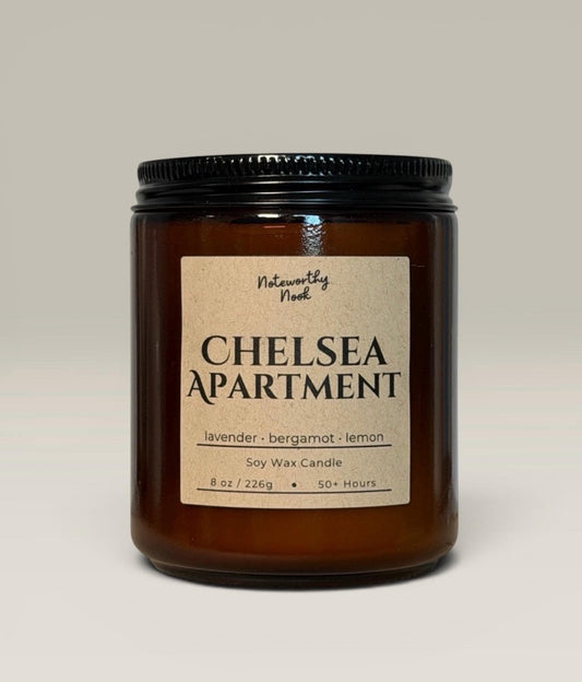 Lavender Bergamot Candle, Fresh Clean Scent, Spa Candle, Relaxing Soy Candle, Minimalist Home Decor Gift, Lemon Zest, Chelsea Apartment